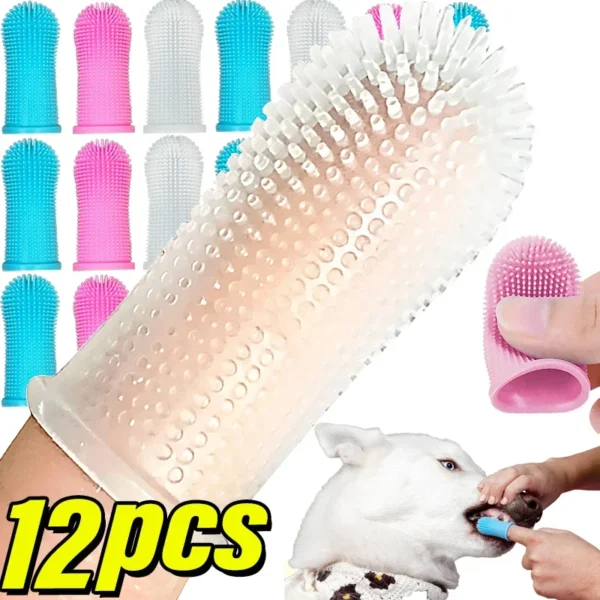 Cat Toothpaste Finger Cots: Clear Silicone Brushes for Pet Oral Cleaning