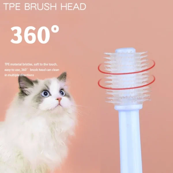 360-Degree Pet Toothbrush with Cat Toothpaste: Soft Hair, Small Head Brush - Image 4